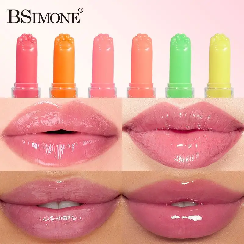 BSIMONE Color-Changing Lip Balm Jelly Lipstick Moisturizing Waterproof Hydrating Temperature-Sensitive Fruit Flavor Smooth Lips
