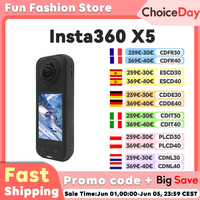 【EU Stock】Insta360 X5 Waterproof 8K 360° Action Cam Lenses8K 30fps 360° Video X5 Action Camera Wind Guard 185mins New original