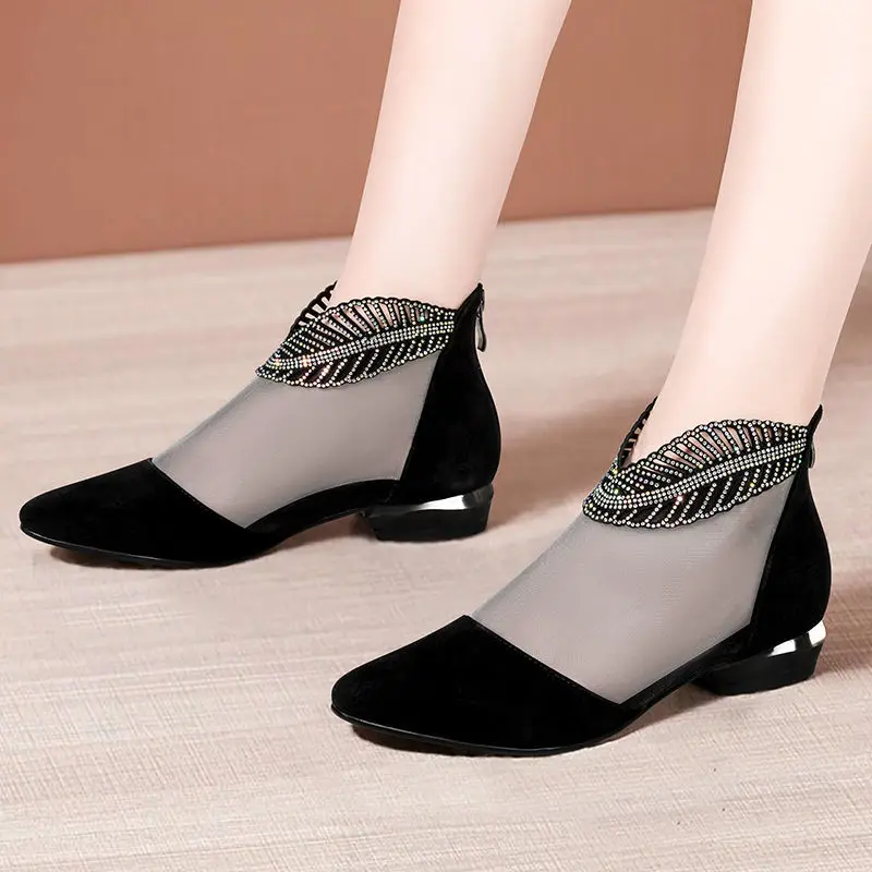 Summer New Mesh Peep Toe Sandals Sexy Hollow Out Single Shoes Lace Pumps Woman High Heel Fashion Autumn Footwear Platform Ladies