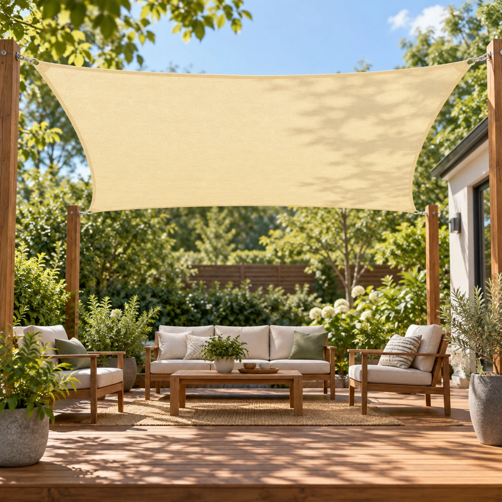 Four-Corner Shade Sail Waterproof Oxford Cloth Shade Sail Reinforced Breathable for Patio, Garden