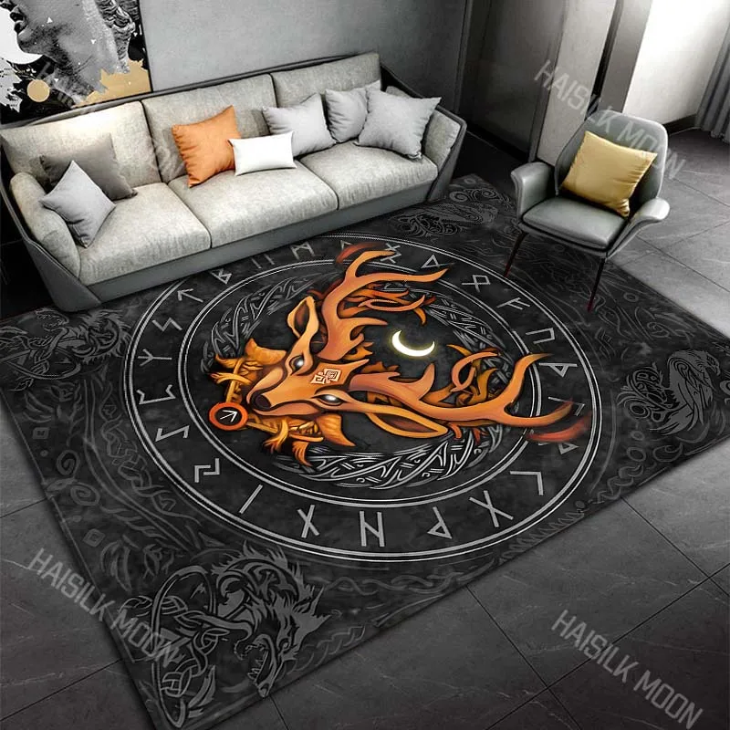 1PC Runic stag crescent circle Celtic Carpet for Living Room Bedroom Sofa Home Decor Rus Non-slip Floor Mat Luxury Gift
