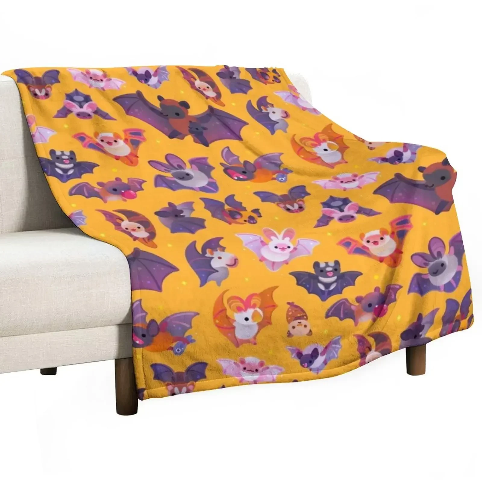 Bat - yellow Throw Blanket Luxury Throw Stuffeds Beautifuls Blankets