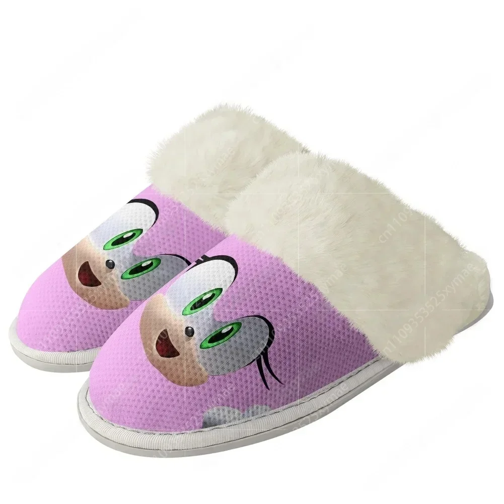 Cute Cartoon Blue Hedgehog Pattern Plush Slippers Keep Warm Shoes Mens Womens Home Cotton Bedroom Custom Thermal Light Slipper