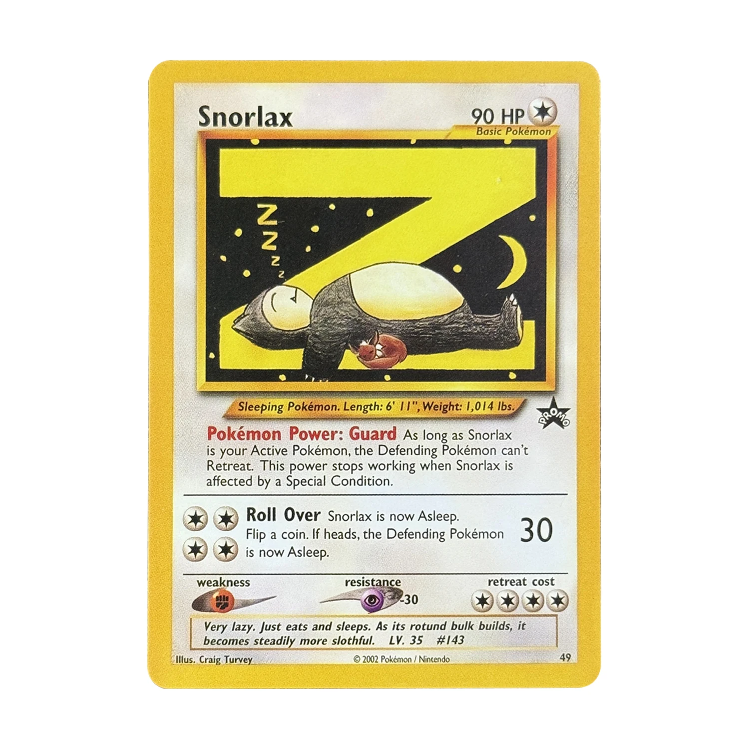 

DIY 2002 Black Star Promo Pokemon League Card #49 Snorlax PTCG Game Collectible Card Anime Gift Display
