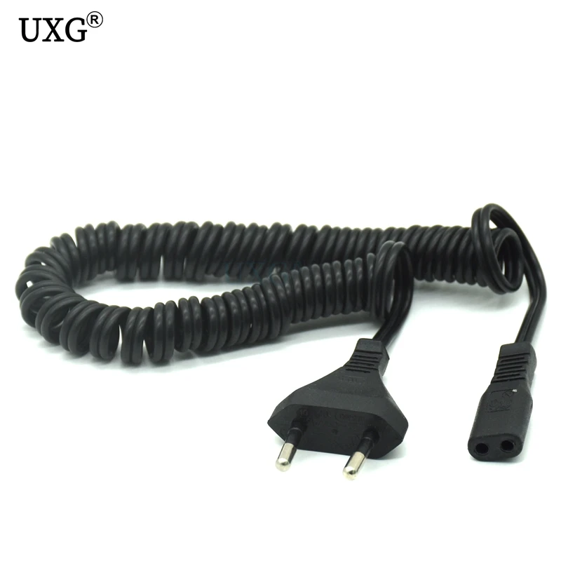 EU Power cable cord Figure 8 C7 to Euro Eu European 2 pin AC Plug EU Spring Strech Power cable for cameras printers notebook 1m