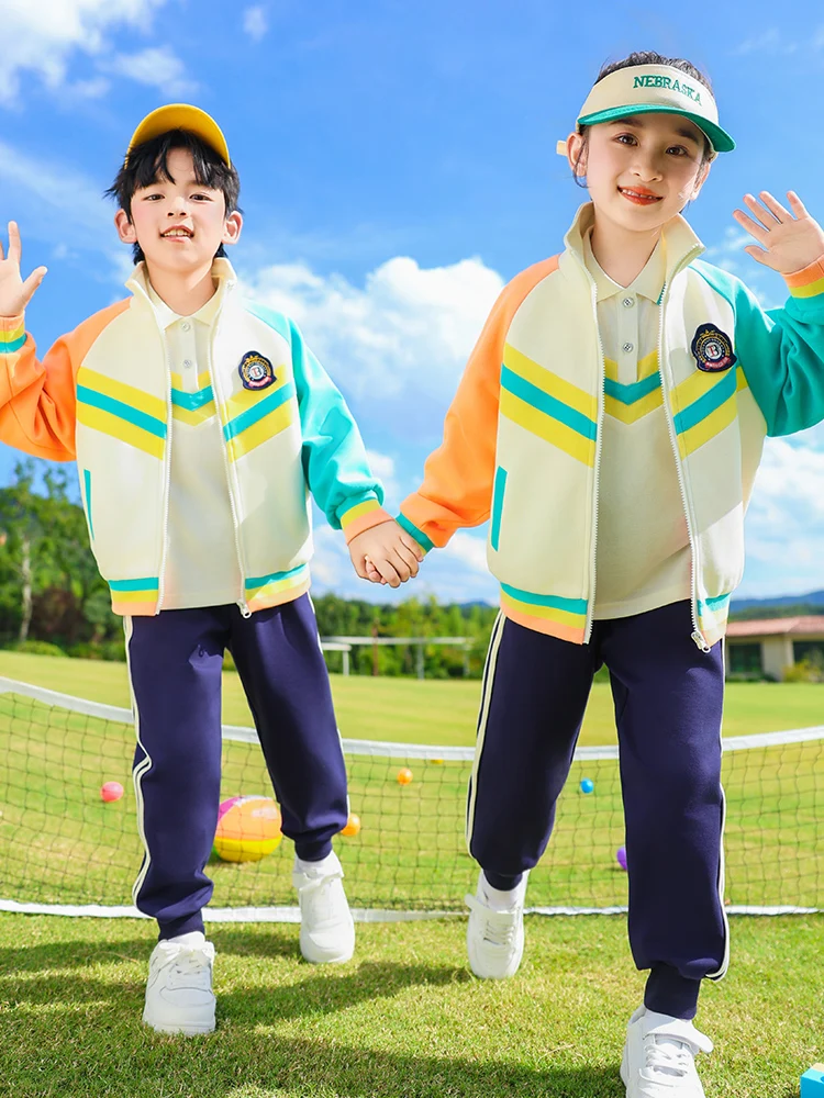 

Комплект спортивной формы для дошкольников: осенне-зимняя школьная форма в университетском стиле с воротником, спортивная одежда для учащихся начальной школы