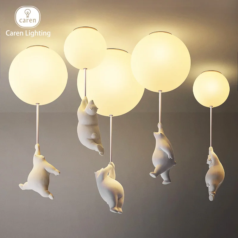 Caren Lighting Creative flush mount ceiling light Creative Cute Children's Room LED Light The Dreamy World of Polar Bears