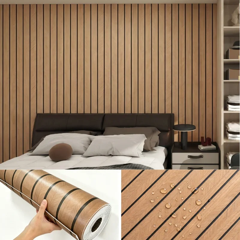 3D Wood Grain Wall Panel Self-Adhesive Thickened Foam Wallpaper Waterproof Home Decoration Wall Sticker Easy To Tear And Apply.