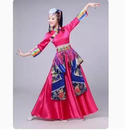 Costume da danza etnica di danza tibetana Xizang Costume da spettacolo etnico