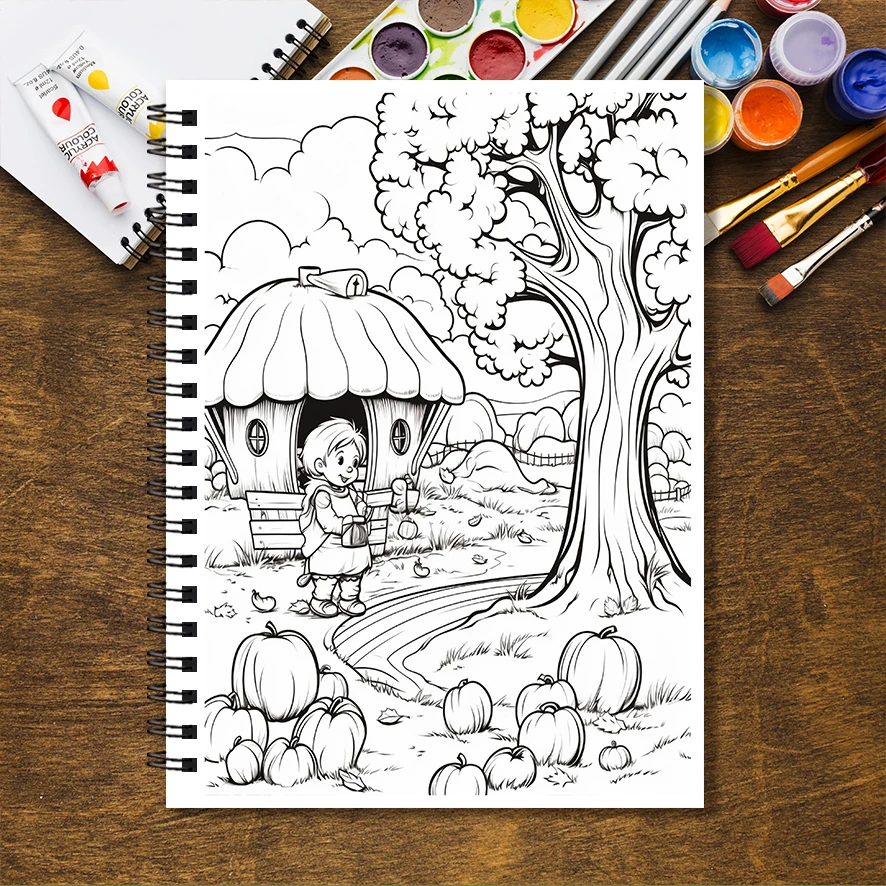 Happy Harvest Time Adult Coloring Book - 8.3x 11.2 Inch 32 Page Coloring Book - Helps Reduce Stress and Ease Emotions