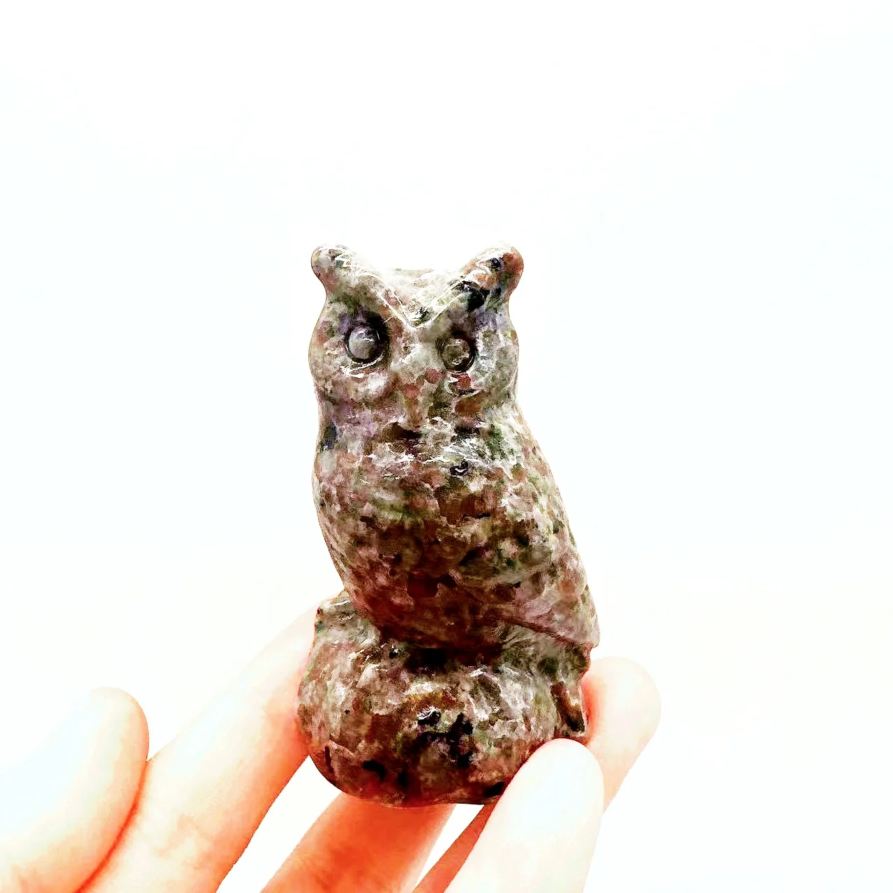 

Natural Yooperlite Owl Figurine Crystal Quartz Stone Reiki Healing Statue Craft Fashion Home Decor Furniture Accessories Gift