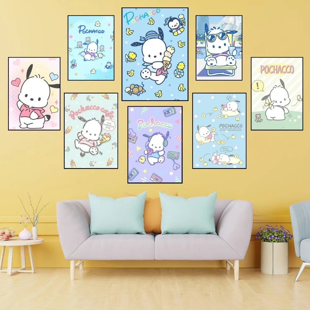 Cartoon Pochacco Dog Cute Poster Prints Wall Painting Bedroom Living Room Decoration Office Home