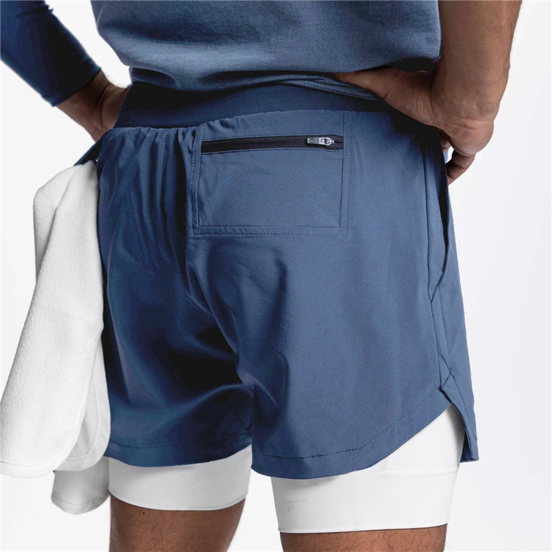 Summer New Men Running Shorts Outdoor Sports Training Jogging Gym Fitness 2 In 1 Shorts With Longer Liner Quick Dry Short Pants