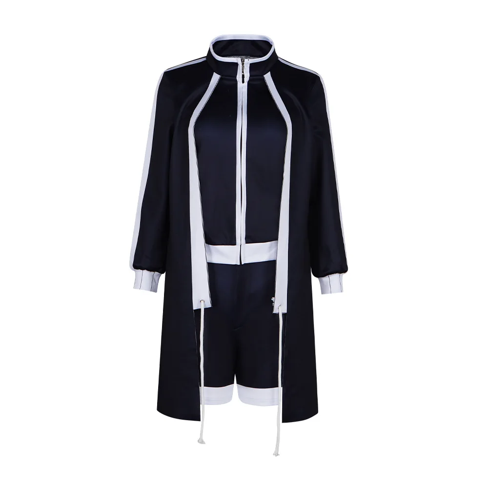 Anime Tougen Anki Homare Byobugaura Cosplay Costume Black Long Coat School Uniform Shorts Wig Woman Sexy Carnival Halloween Suit