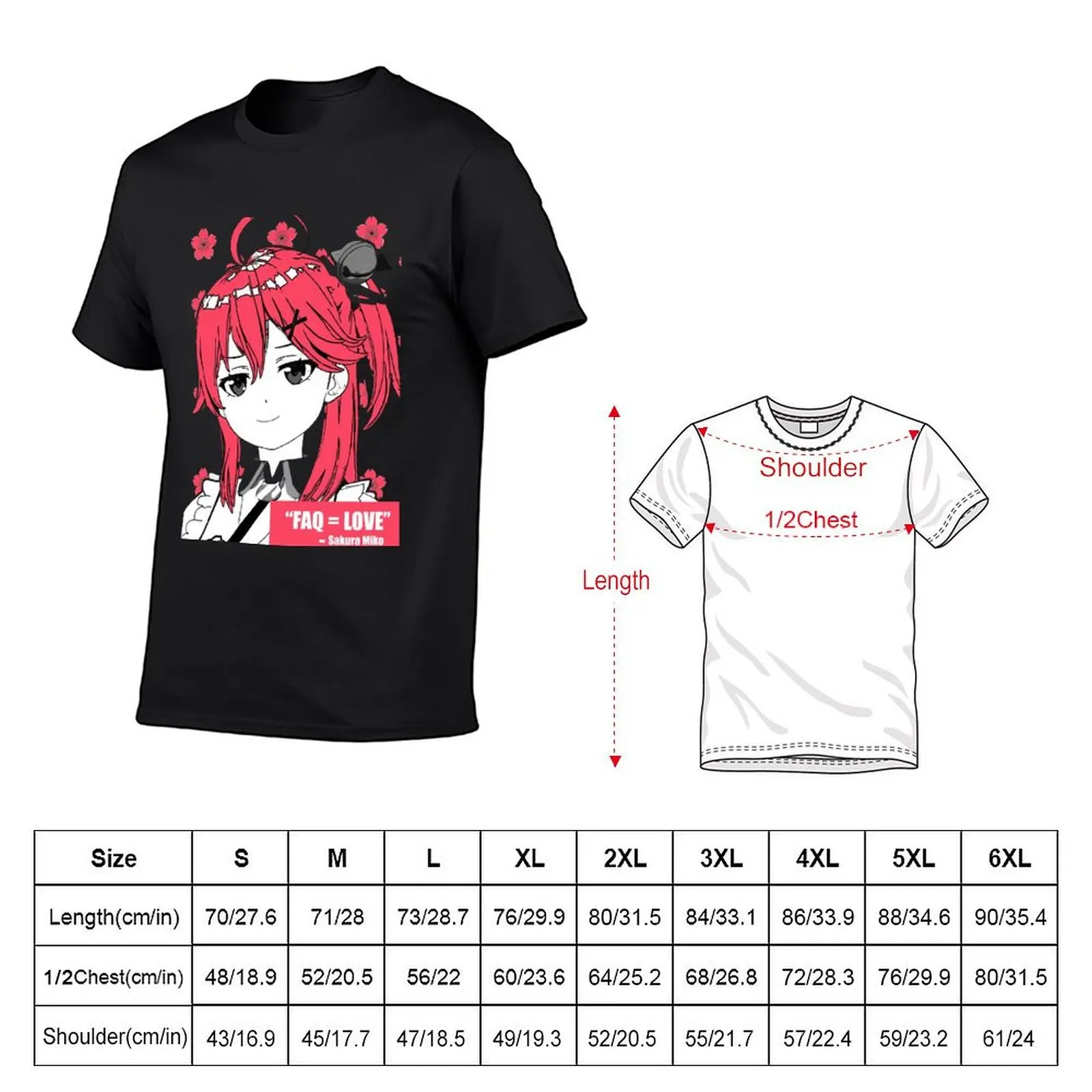 Hololive SAKURA Miko FAQ Love for G เสื้อยืดคุณภาพสูงเสื้อยืดคอกลมแคมเปญ geeky Home EUR ขนาด