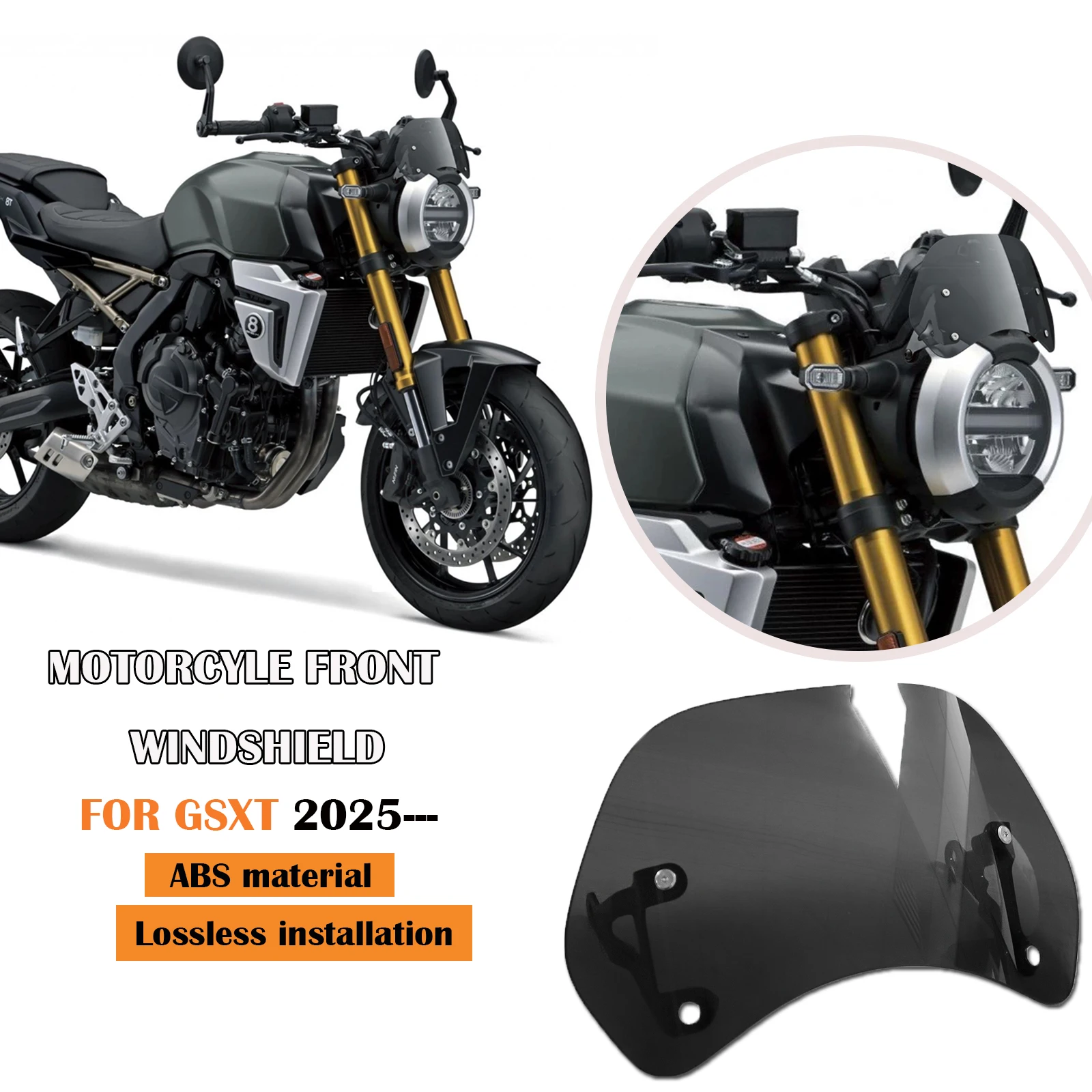 

For GSX8T GSX-8T gsx 8t 2025- Motorcycle Accessories Retro Windscreen Windshield Wind Screen Deflector Cover Speedometer Guard