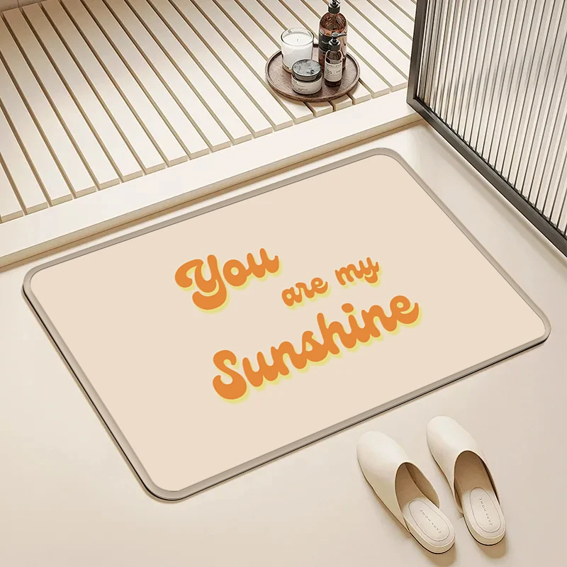 

"You Are My Sunshine" Quote Flannel Doormat Non-Slip Absorbent Soft Floor Mat for Entryway Bathroom Kitchen Home Decor