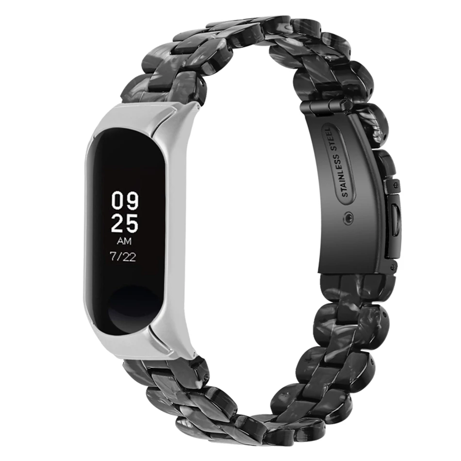 For Xiaomi Mi Band 8 7 6 5 4 Strap Fashion INS Resin Bracelet Metal Case Miband 8 5 3 NFC Acrylic Hard PC Replacement Wristband