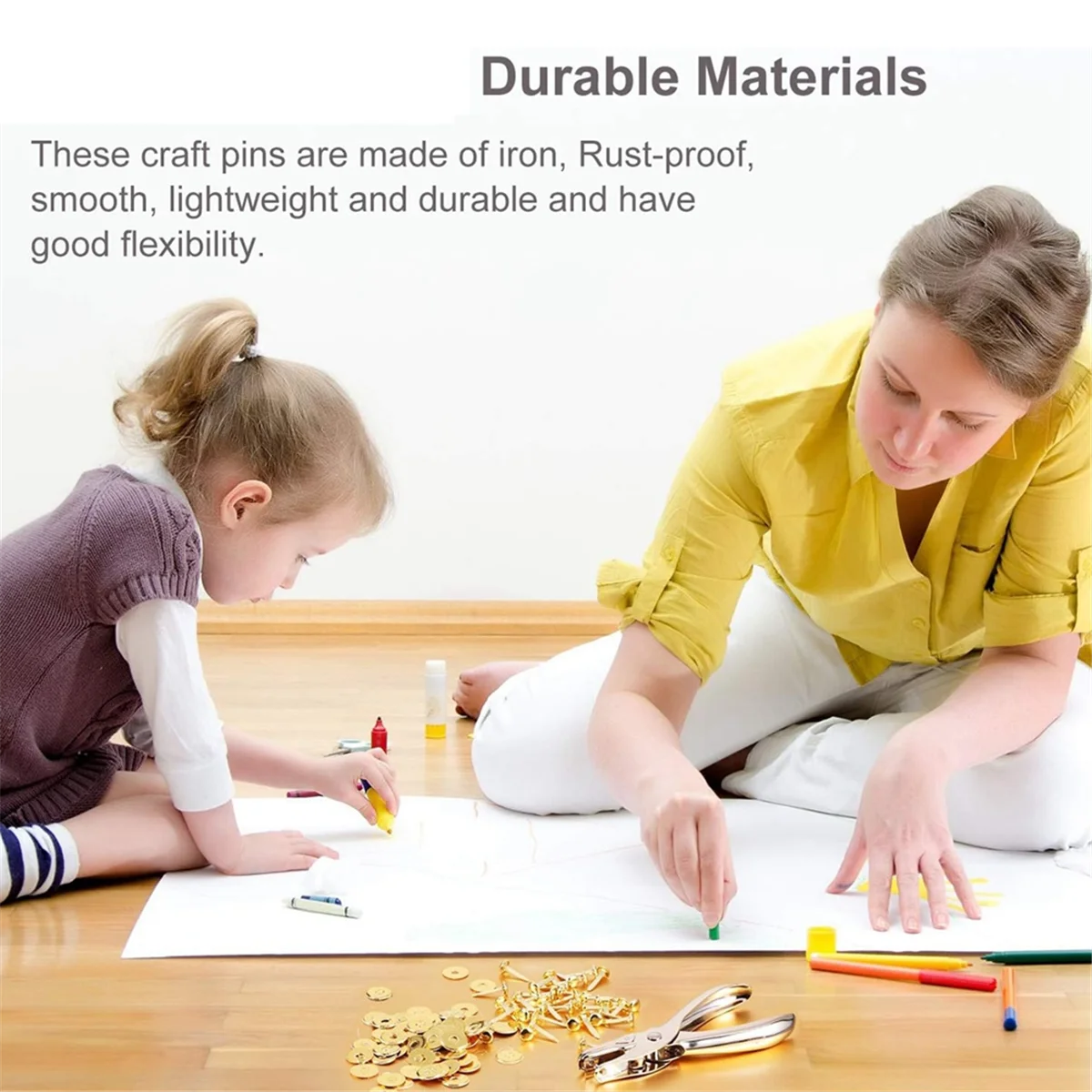 

A56X 300 Pieces 3/4 Inch Brass Paper Fasteners Paper Brads, and 300 Pieces Plated Brass Washers with Hole Punch Gold, 20mm