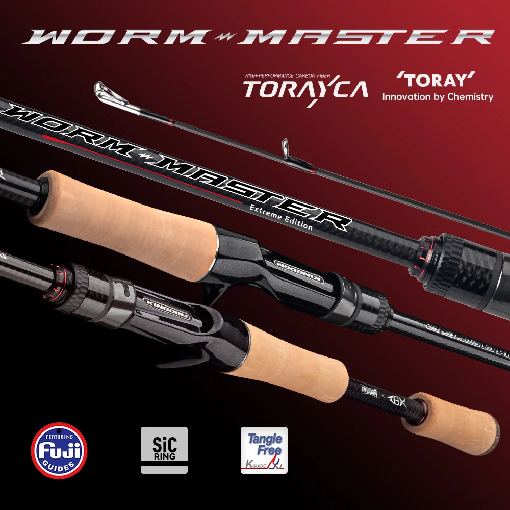 Kingdom-caña de pescar Worm Master Fuji SIC, anillo guía Toray 33 + 40T, tela de carbono, 2,01 m, 2,03 m, caña de pescar de salmón para lanzar la costa