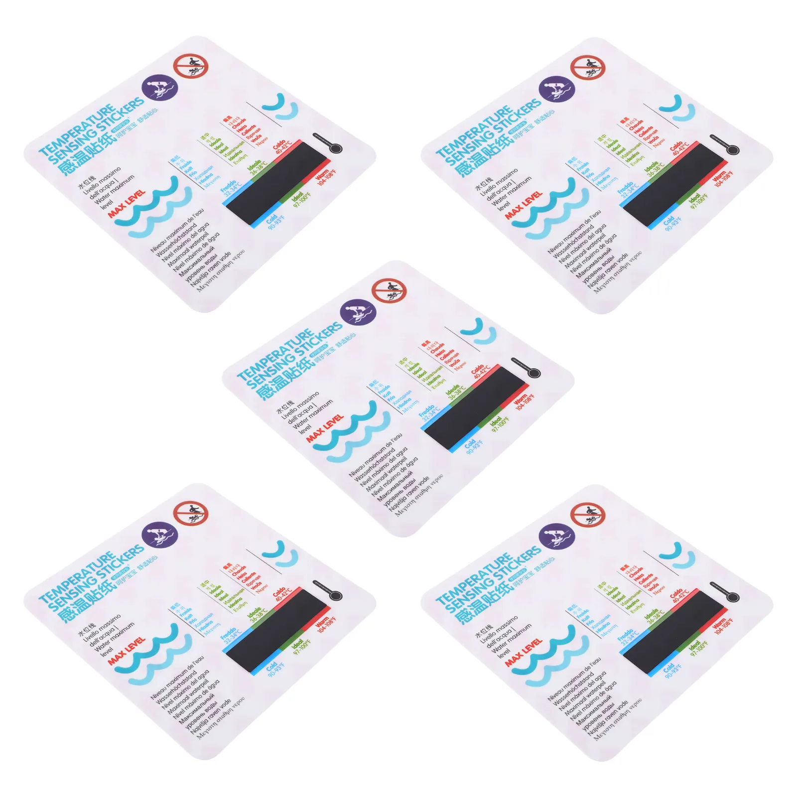 

5Pcs Baby Water Temperature Sticker Thermometer for Bath Tub LCD Display Waterproof Monitor Kids Bath Temperature Decal Reusable