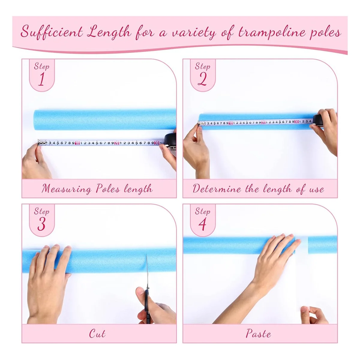 SMIEA 24PCS Replacement Trampoline Poles Cover Padding Foam 88cm Length Trampoline Pole Foam Sleeve Trampoline Accessories