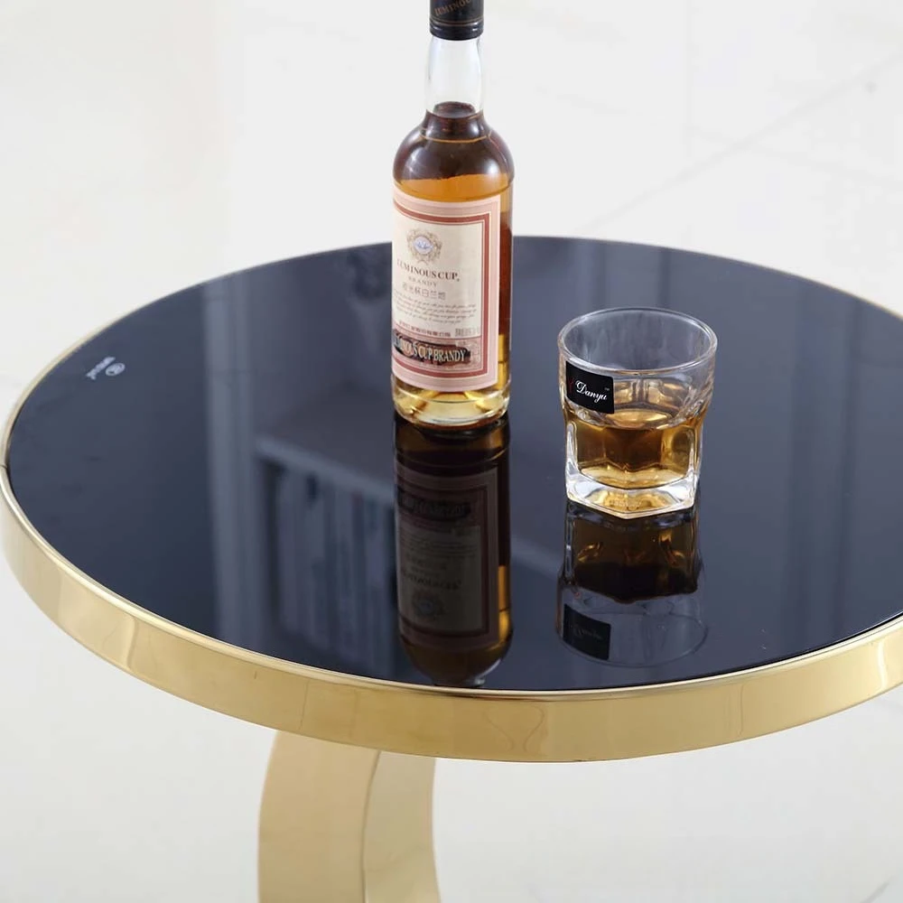 Titanium gold J letter small coffee table table creative furniture stainless steel small living room small tea table stainless