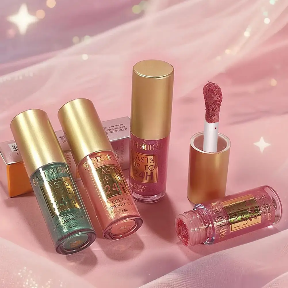 新しいグリッターリップグレイズ、輝くロングラスティングリップグロス、防水リキッドリップスティック、リップオイル、リップティント、女性へのギフト O0S7