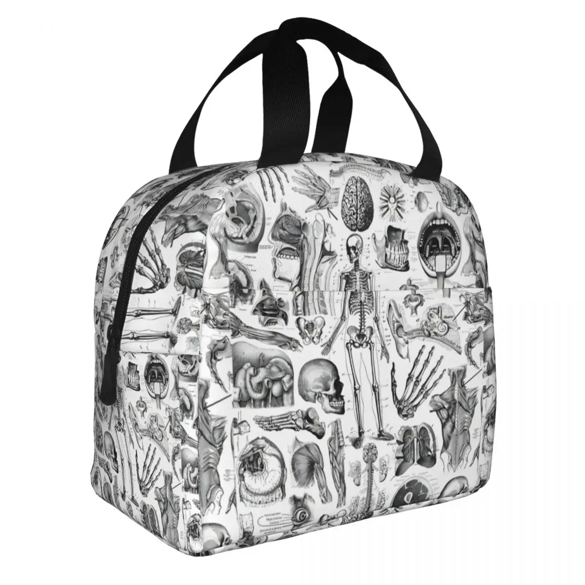 Halloween Skull Funny Meme Joke Hand Bag S-Skeleton For Men Kid Handheld Children's School Lunch Box Bag Large Capacity