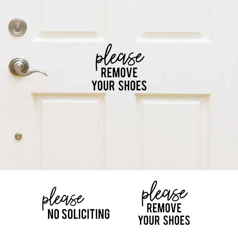 Please Remove Your Shoes Entryway Door Vinyl Sticker Decals Please No Soliciting Decal Outdoor Friendly Household Decoration