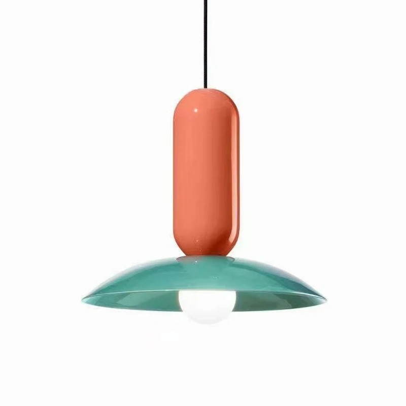 

Restaurant chandelier macaron color three-headed flying saucer Nordic modern simple art bar