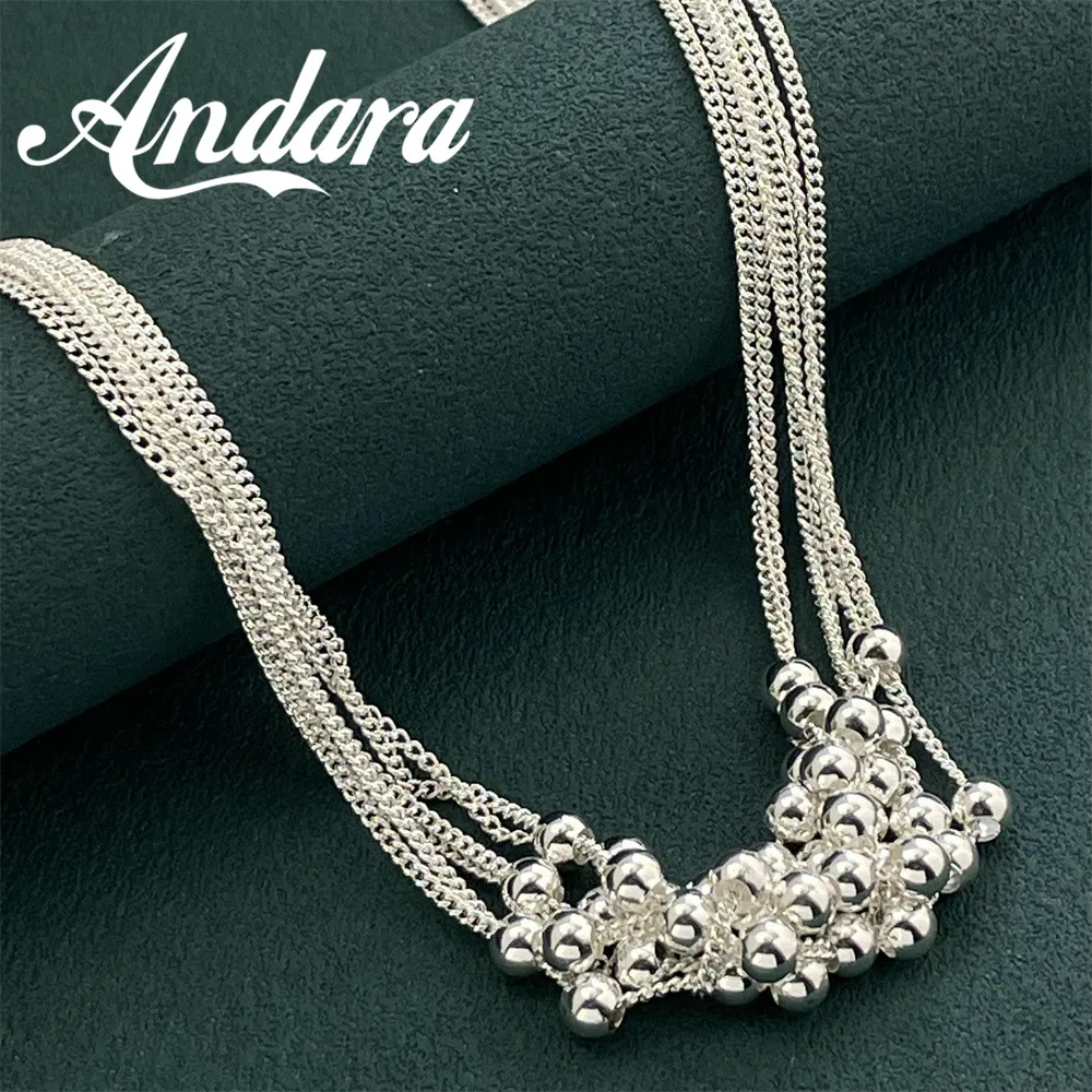 Andara Fine 925 Sterling Silver Charm Necklace Fashion Jewelry Beads for Woman High Quality Chain Women Lady