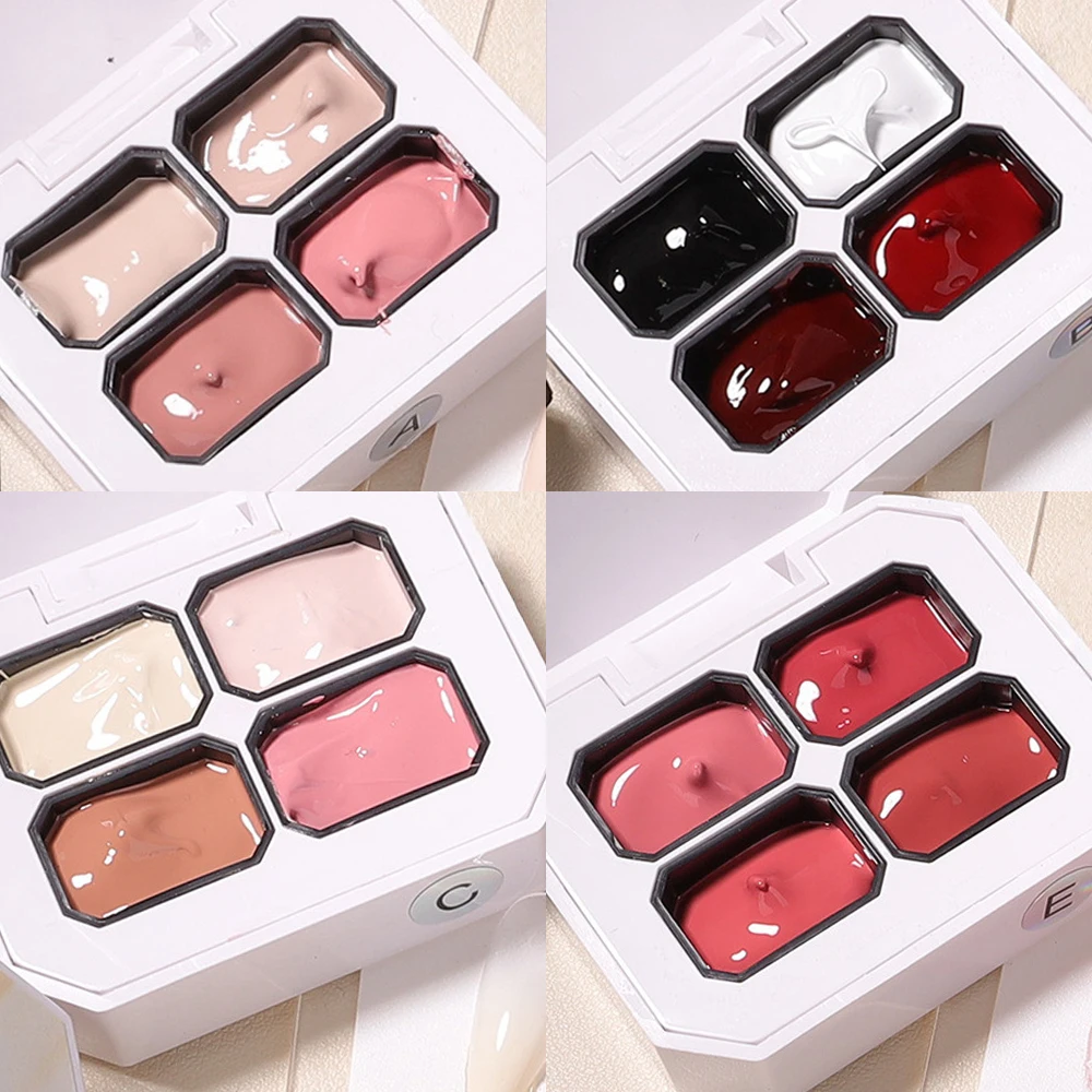 4/9 Farben Nude Color Smudge Canned High Saturation Semi-Solid Nagellack Kleber Nail Semi Permanent Soak Off UV Gel Lack