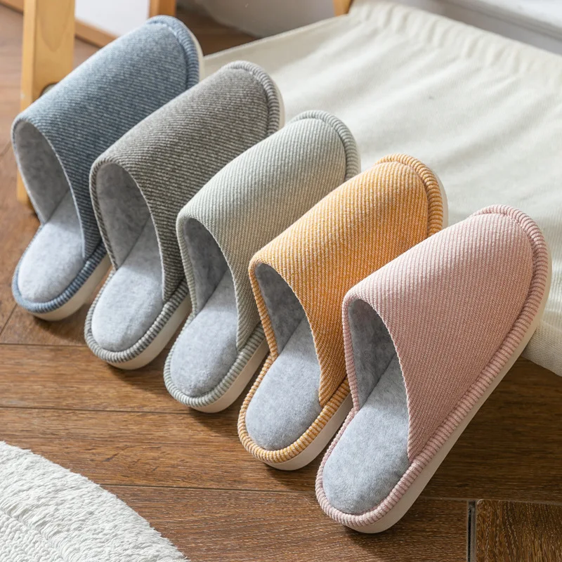 

Warm Cotton Slippers Indoor Home Use Men's Anti-Slip Fleece Lined Pregnancy Month Shoes Couples Slippers Autumn Winter Japane...