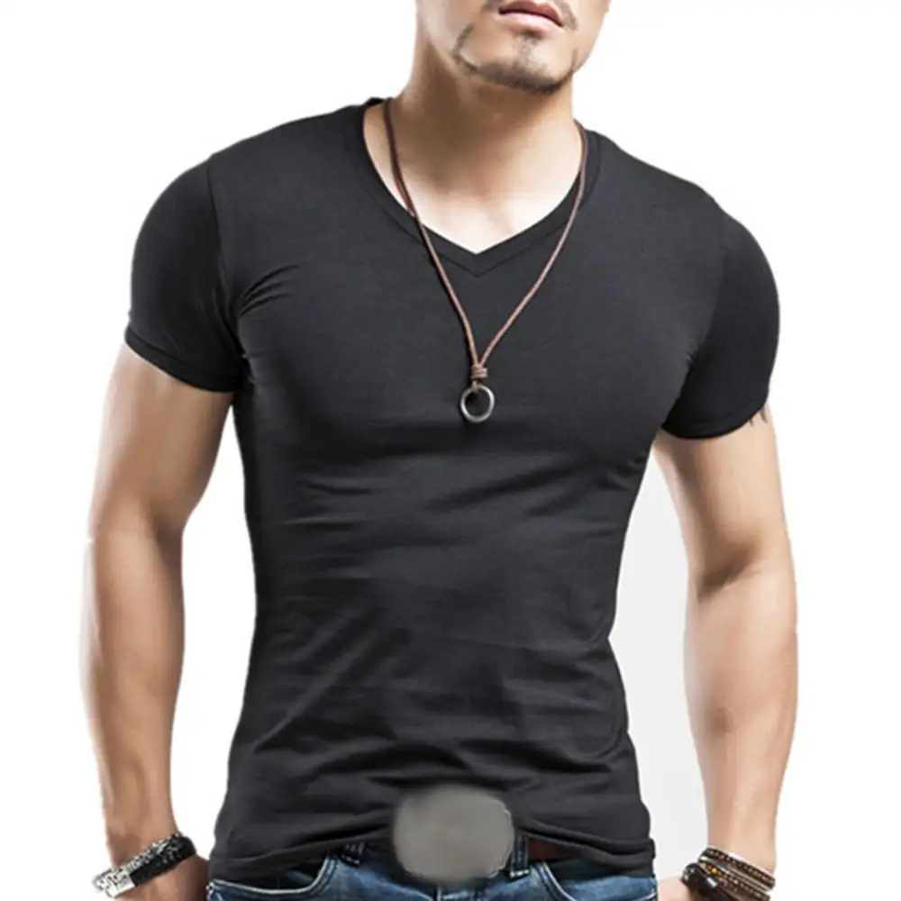 2022 New Men T Shirt Fitness V neck Man T-shirt For Male Clothing T-shirts M-5XL Tops Tees ropa hombre ​футболка мужская