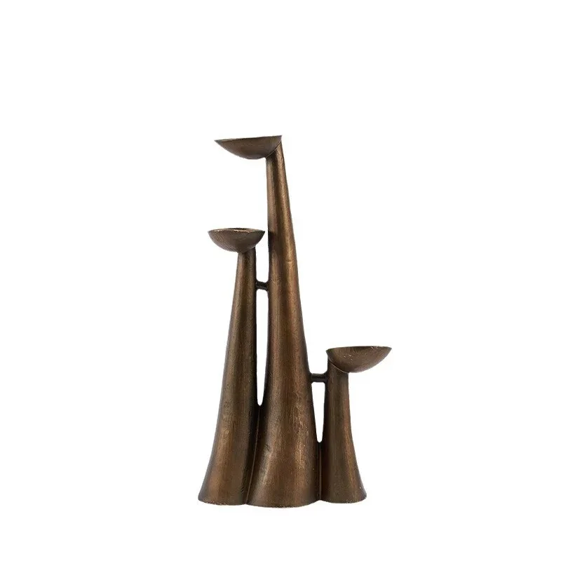 Modern model room soft home living room coffee table metal candlestick ornament display cabinet