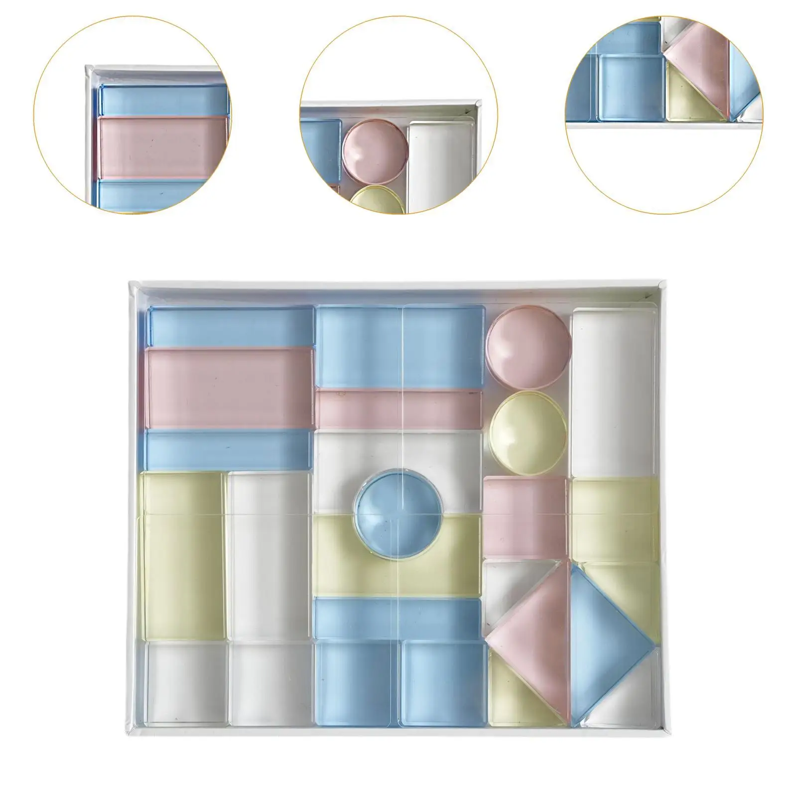 26 Pieces Transparent Acrylic Block Set Shadow Stacker Block Toy Development Toy Smooth Montessori Stacking Game for Holiday