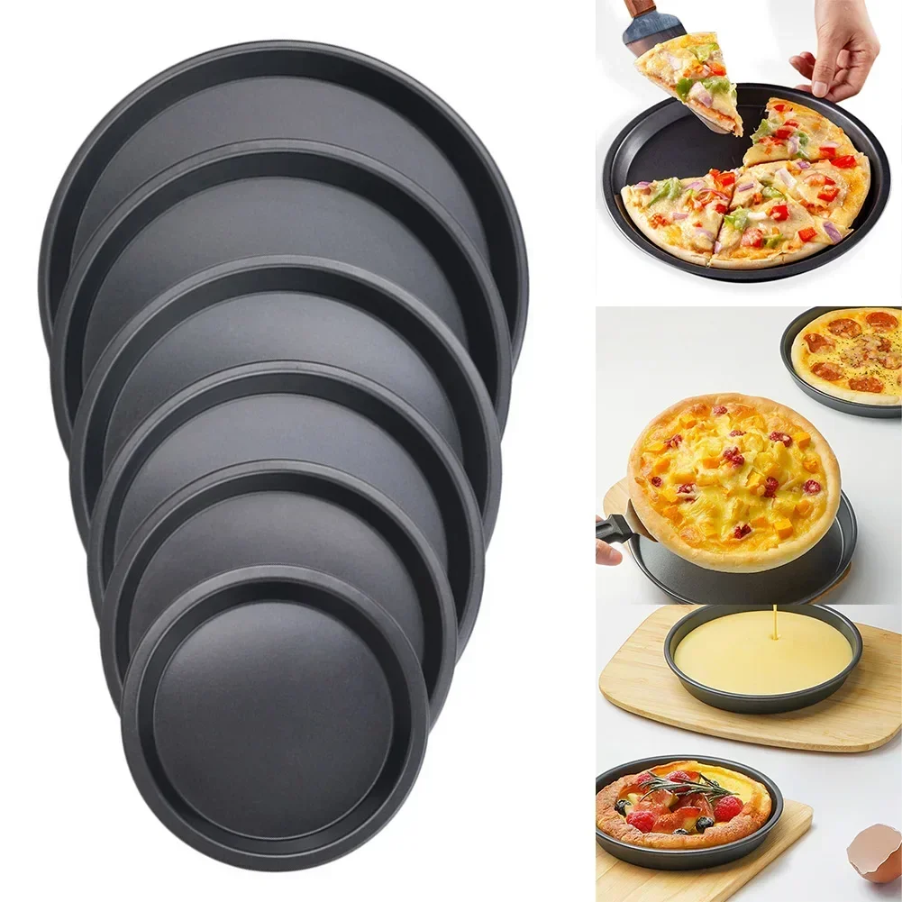 5/6/7/8/9/10 Inch Pizza Baking Pan Nonstick Carbon Steel Pizza Tray Round Baking Sheet For Homemade Pizza Oven Pans