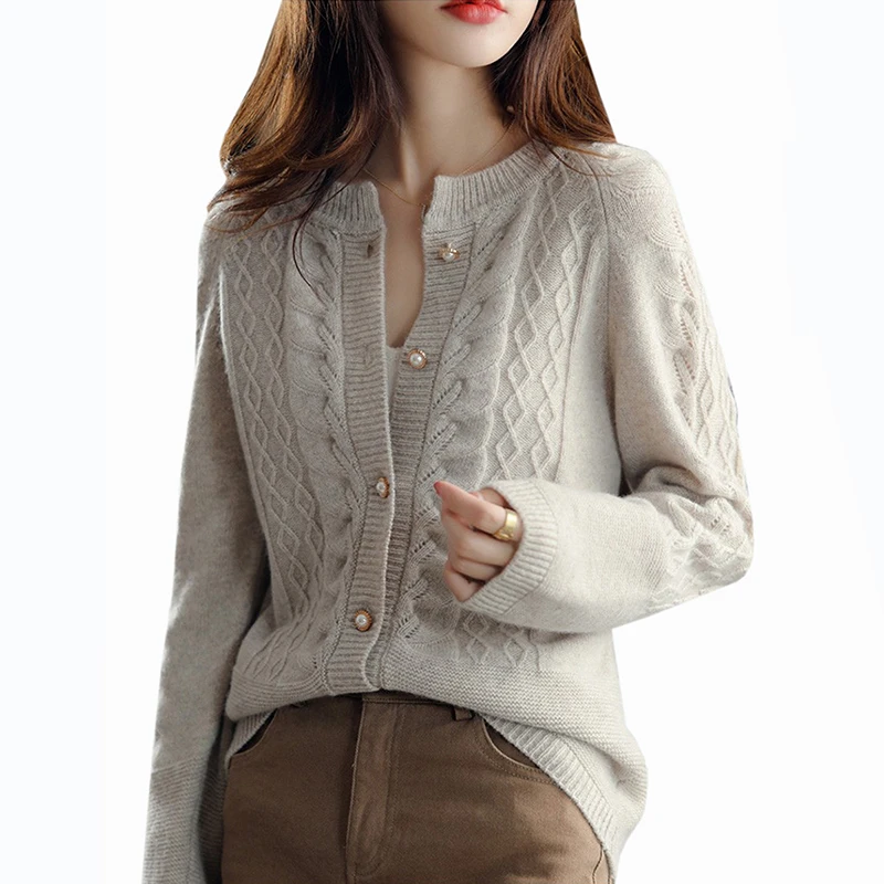 

Spring Knitted Sweater Women Vintage Long Sleeve Cardigans Lady 2024 new Casual Single Breasted Coats