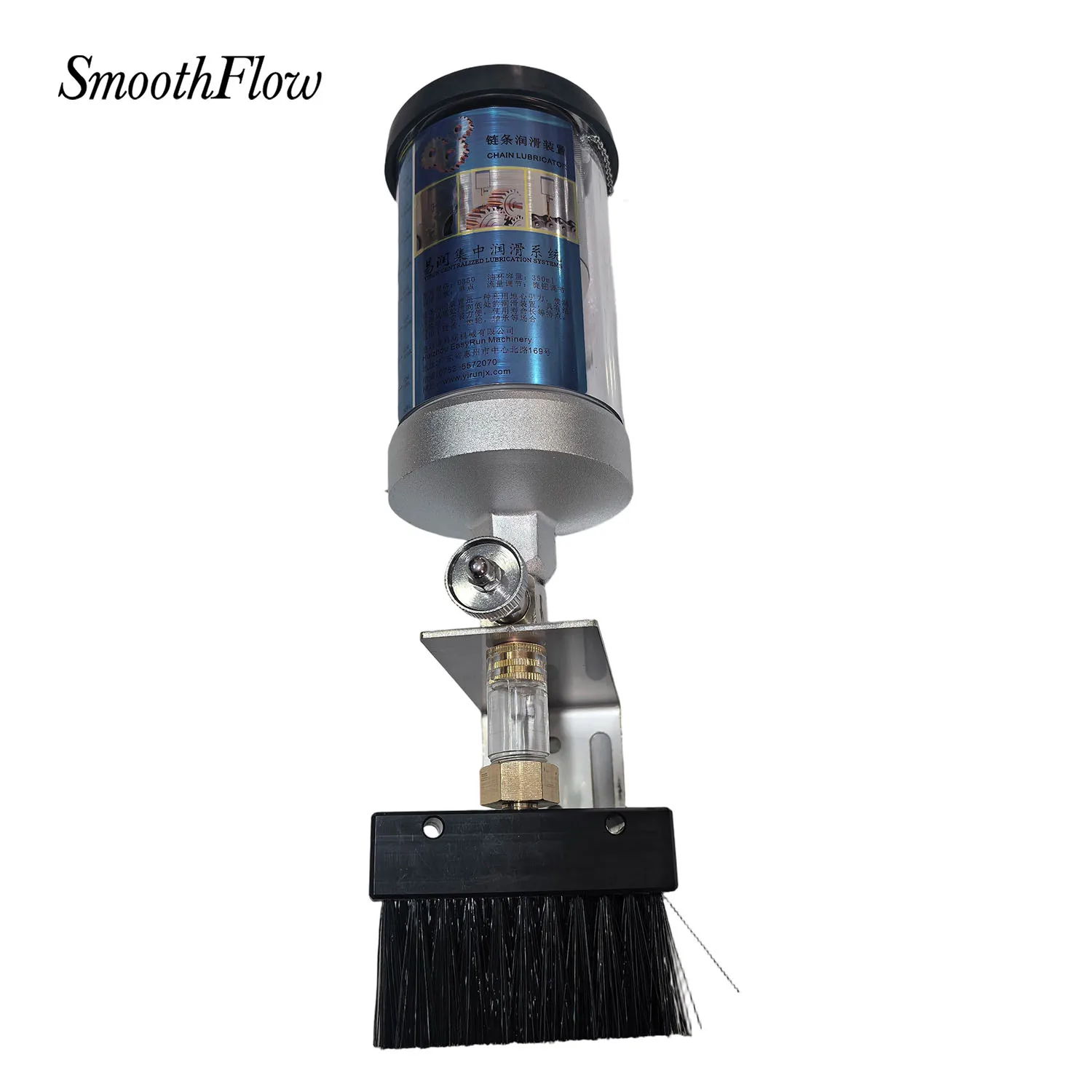 350ml Drip Feed Lubrication Kit with 80mm Extra Wide Brush Stainless L Bracket Sight Glass for Large CNC Surface