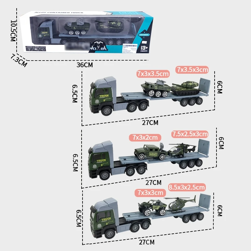 Alloy Tractor Model Toy for Kids, 1:87 Scale Truck, caminhão plataforma, mini-reboque, tratores transportador, carros brinquedos, transportador