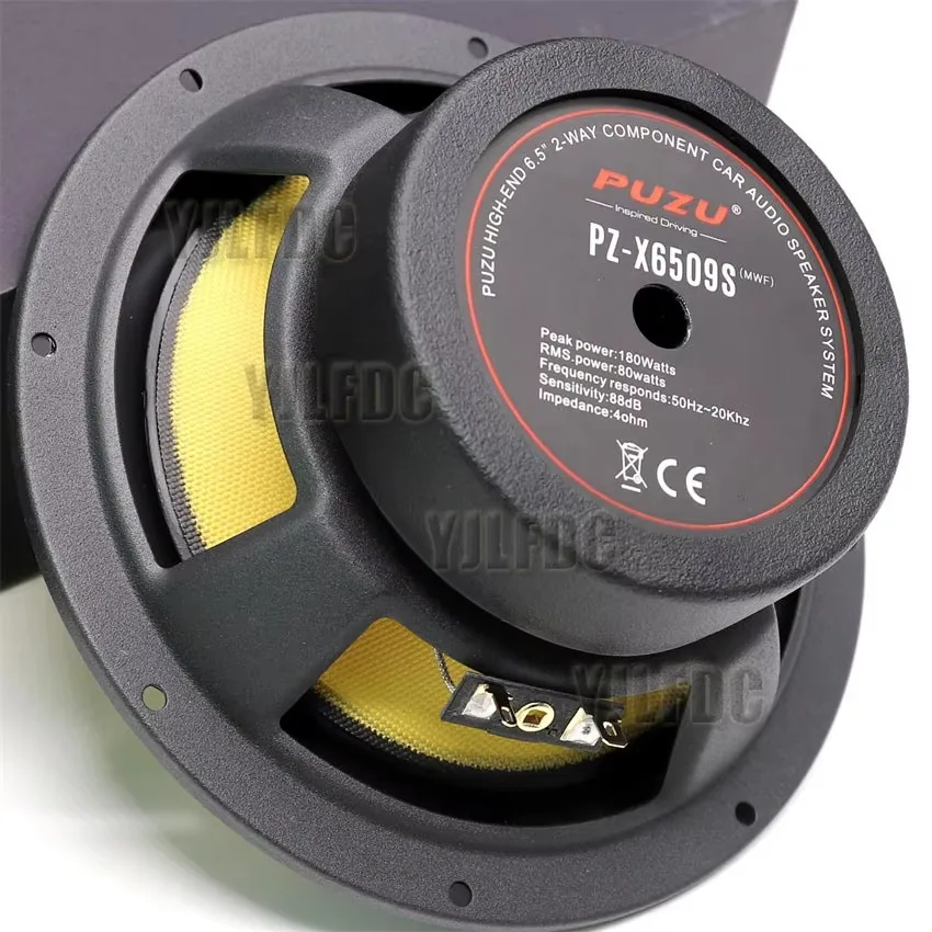 PZ-6509S 6.5 Inch 2 Way Component Car Audio Speakers With 180W Maximum Output Power Glassfiber Cone