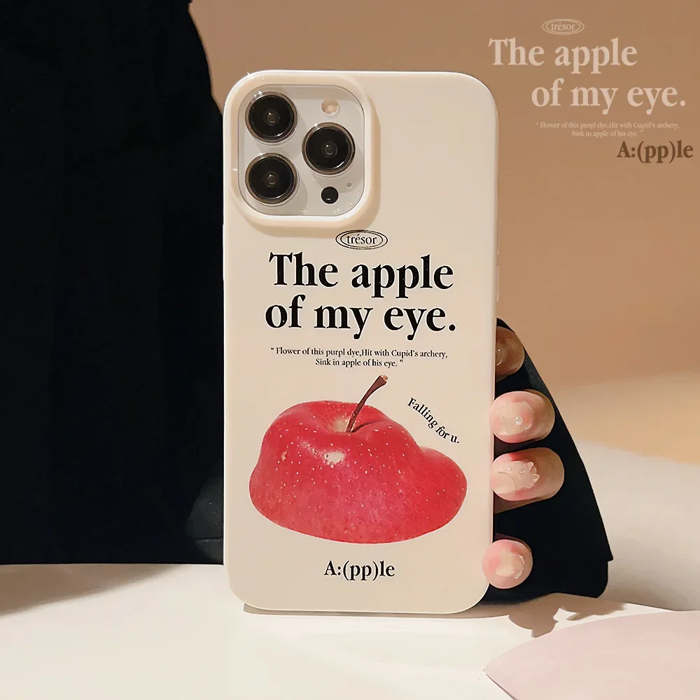 Retro melt art the apple of my eye romantic Phone Case For iPhone 16 15 14 13 12 Pro Max Xr 14 Plus Case Cute love letter Cover