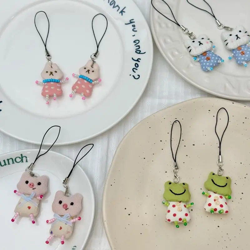 Cute Animal Keychain - Frog Pig Cat Pendant for Women Simple Design Phone Strap Lovely Bag Car Keyring for Young Girls
