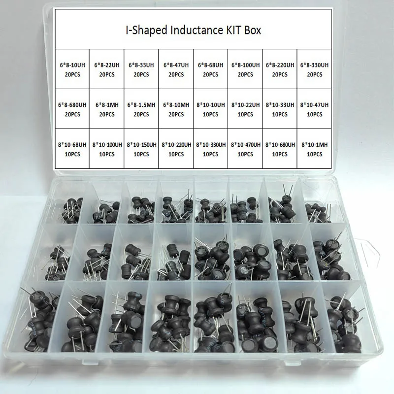 24Value Unshielded Wirewound DIP Power Inductors 1uH 4.7uH 33uH 100uH 150uH 220uH 1mH 10mH 20mH I-shaped Coils inductance KIT