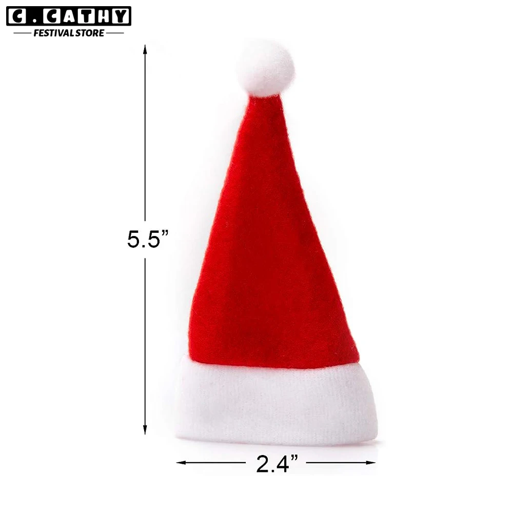 5/12/20pcs Christmas Hats Tableware Holder Wine Bottle Knife Fork Pocket Cutlery Bag Xmas Home Kitchen Party Decorations