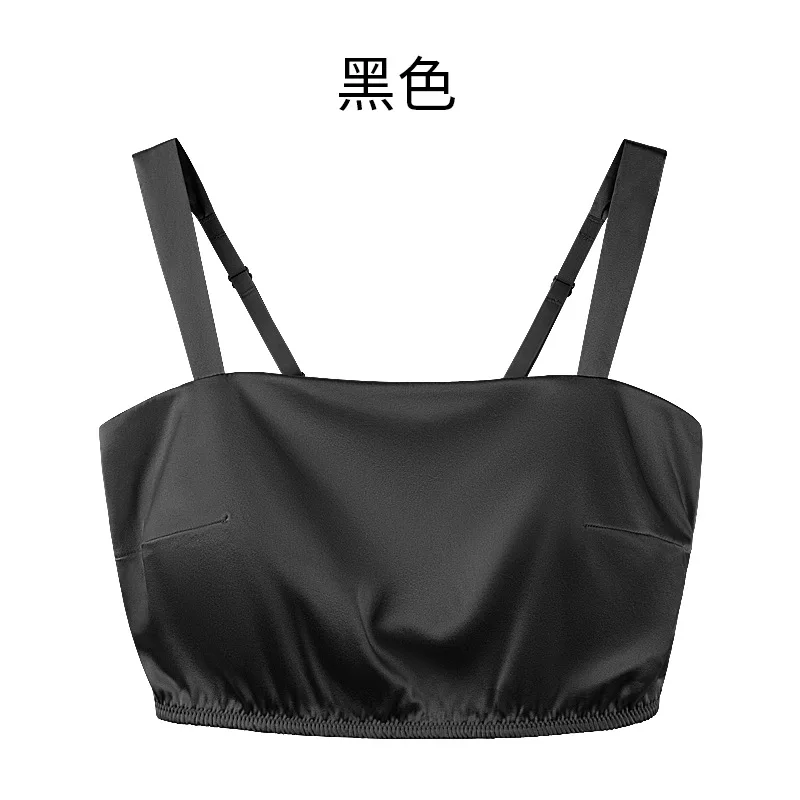 Spring and summer silk backless bra without steel ring fixed cup latex breast pad thin mulberry silk strapless underwear