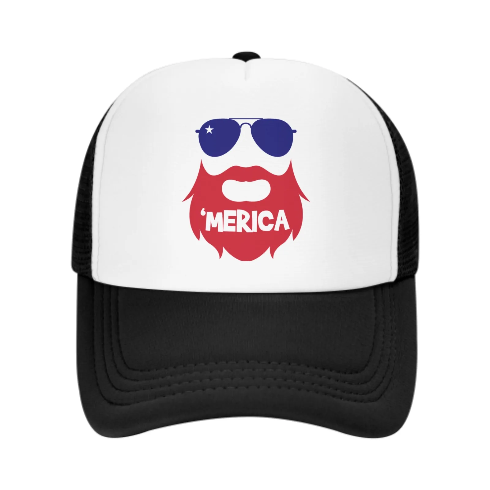 Fourth of July Merica Print Mesh Baseball Cap Trucker Hats Sports Outdoor Adjustable Washed Snapback Dad Hat