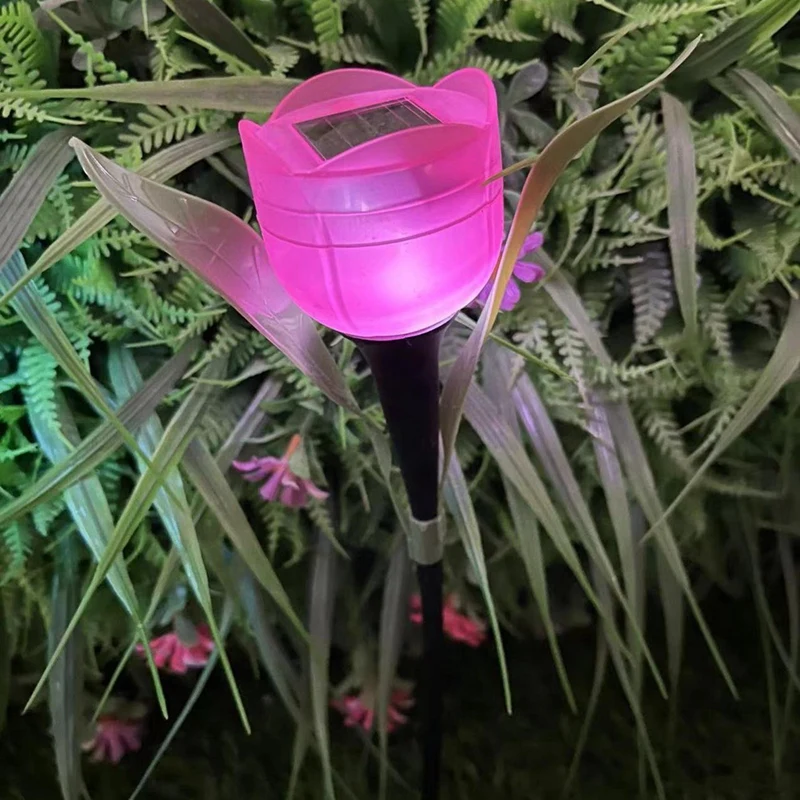 Lâmpada LED Solar Tulip Flower, impermeável, estaca, luzes de gramado, quintal, ao ar livre, decoração do partido, decoração do jardim, 10pcs