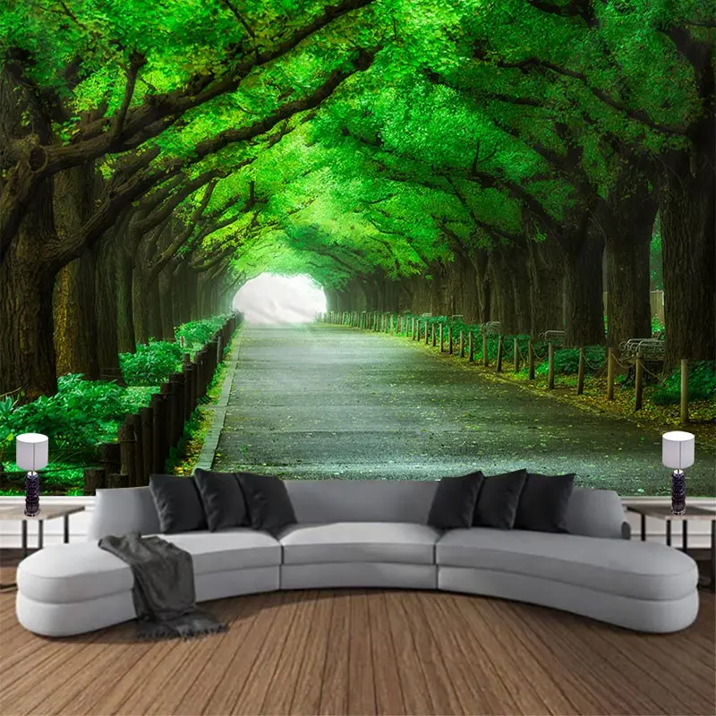 Landscape Home decoration Wall tapestry stump room  wall hanging fabric Floral decor vintage Bedroom THE Sun through Tree